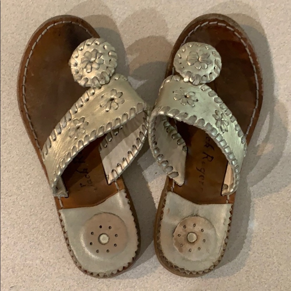 Girls size 13 platinum Jack Rogers